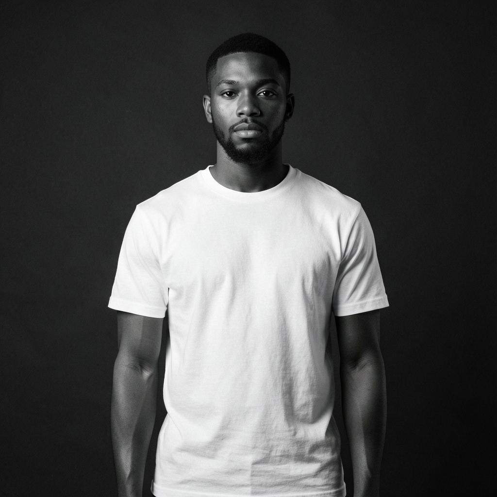A man in a crisp white crew-neck tee from Chappell’s